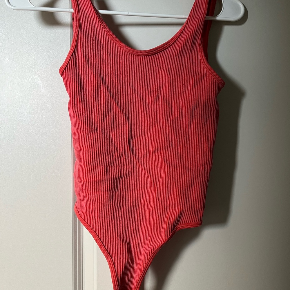 Forever 21 Ribbed Tank Bodysuit in Coral